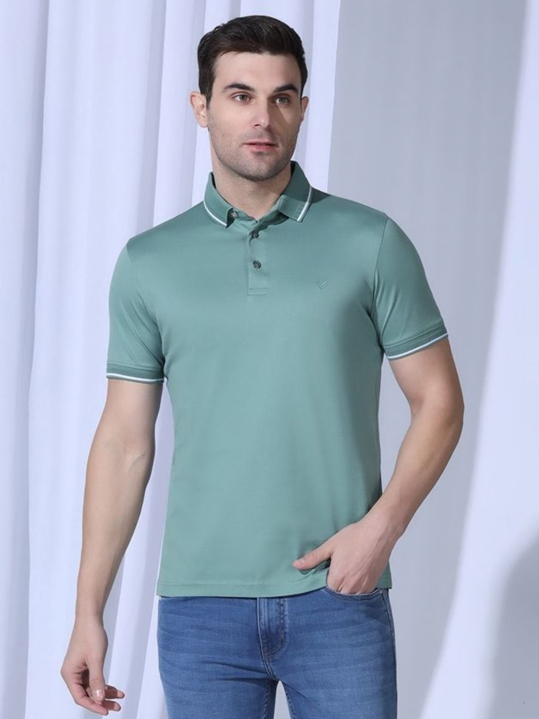 Blackberrys Men Solid Polo Collar Cotton Slim Fit T-shirt