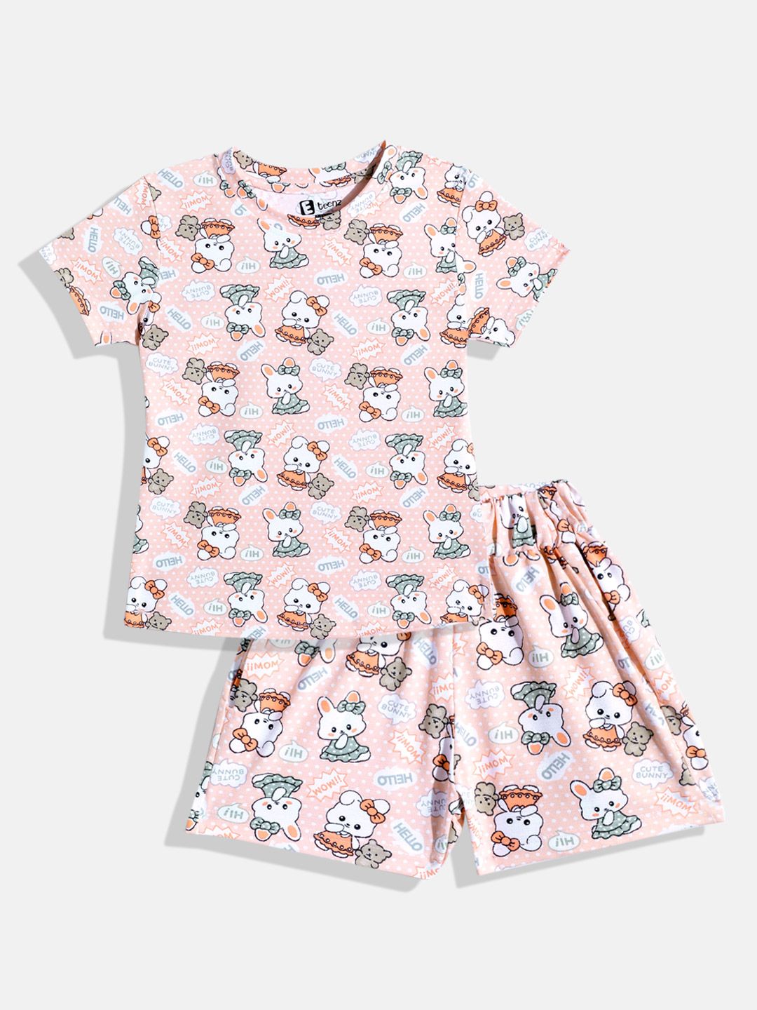 Eteenz Girls Graphic Print T-shirt with Shorts