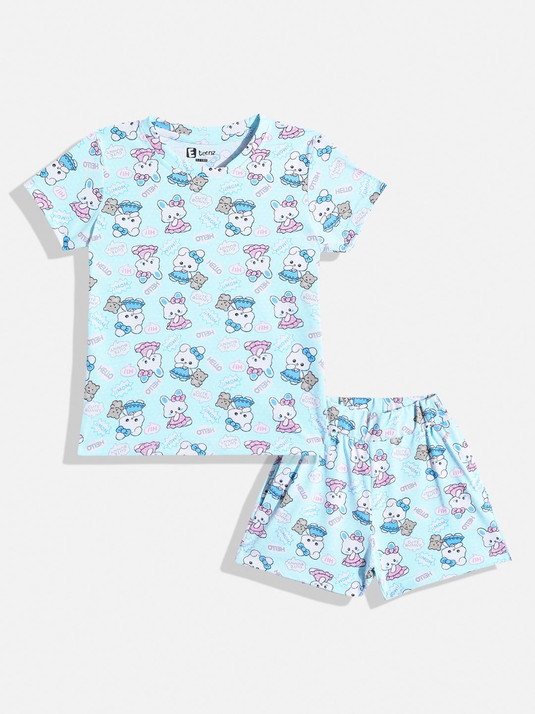 Eteenz Girls Graphic Print T-Shirt with Shorts