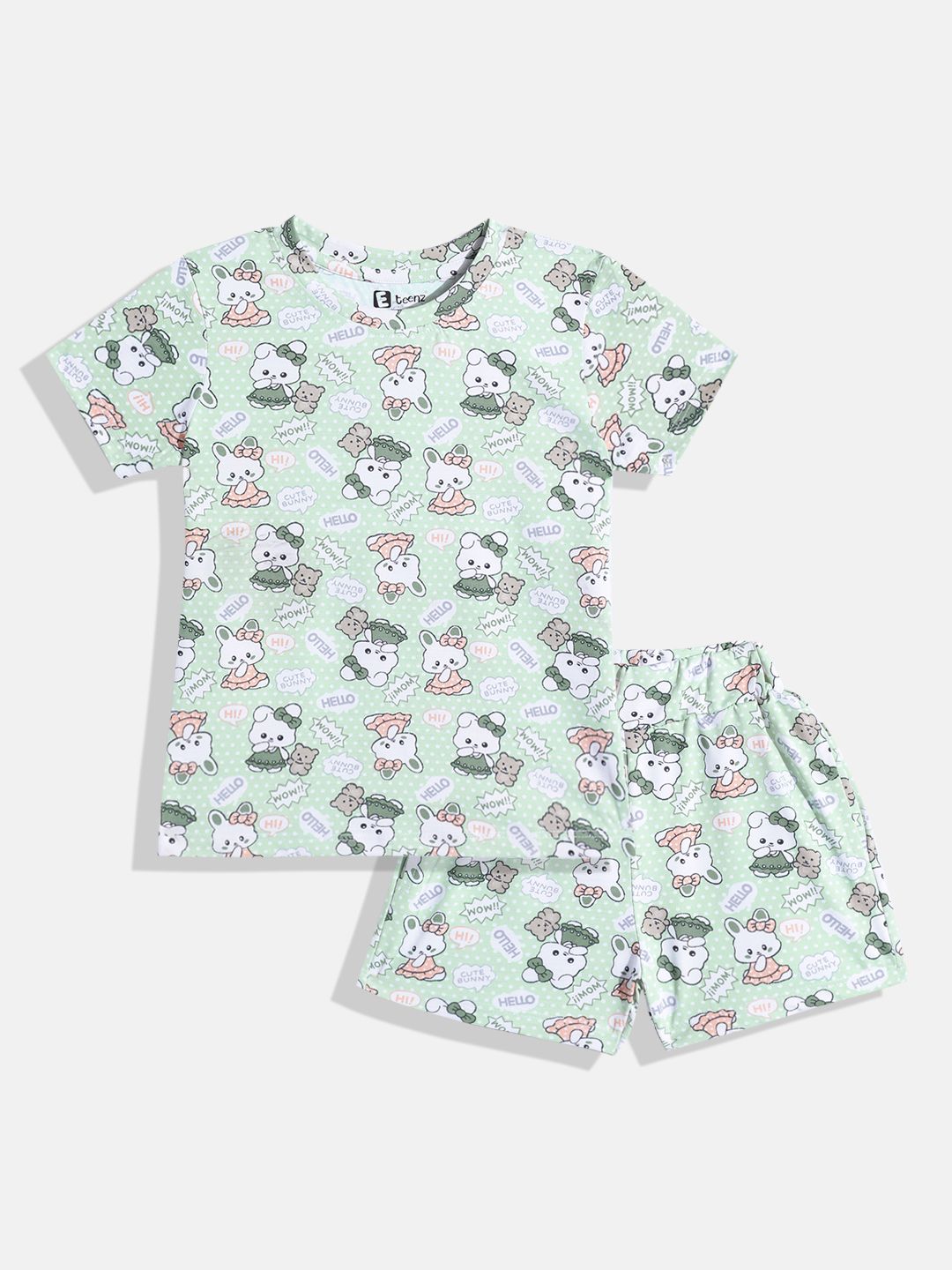 Eteenz Girls Animal Graphic Print T-Shirt with Shorts