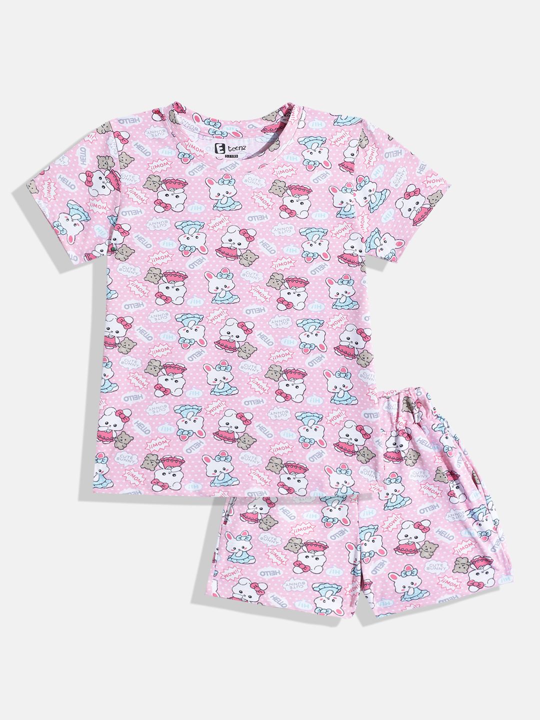 Eteenz Girls Animal Graphic Print T-Shirt with Shorts