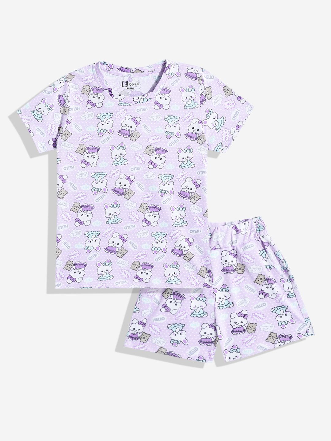 Eteenz Girls Animal Graphic Print T-Shirt with Shorts