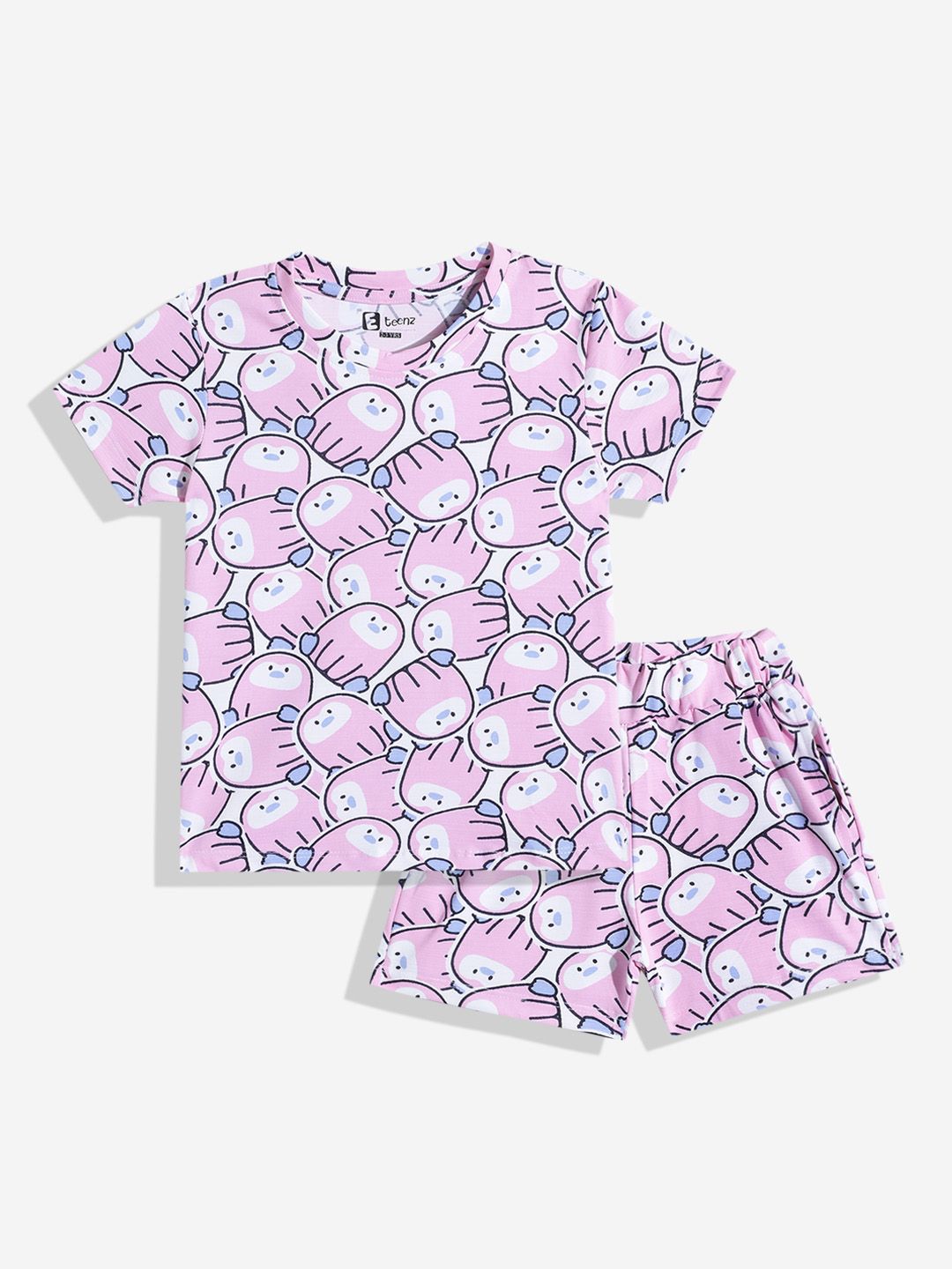 Eteenz Kids Girls Conversational Printed T-Shirt & Shorts