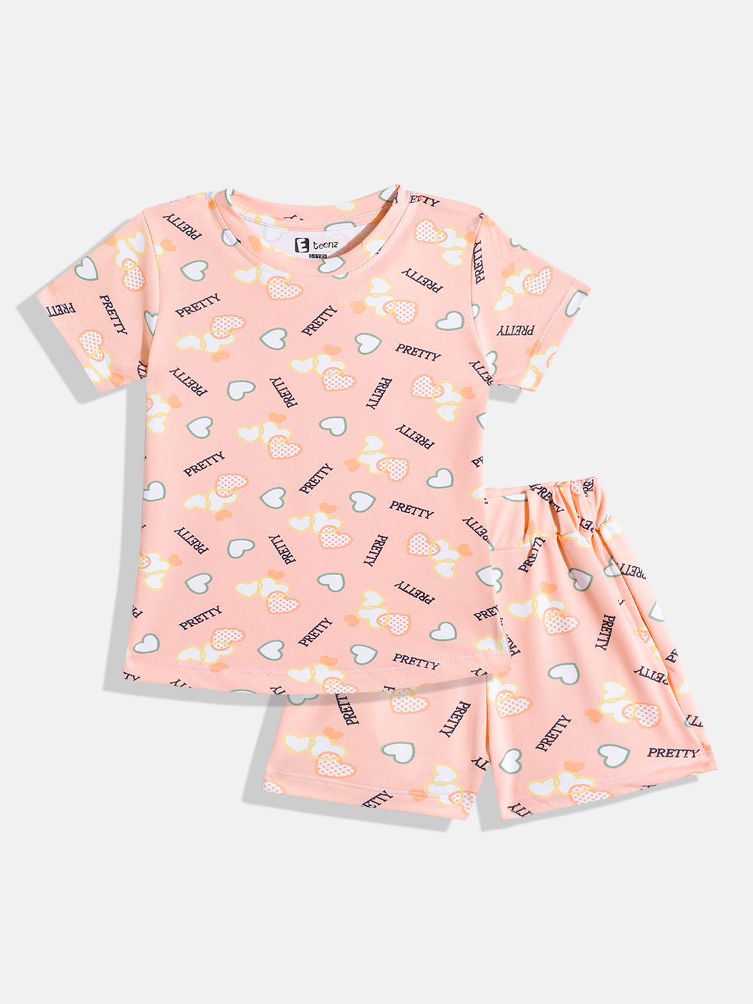 Eteenz Girls Conversational Print T-Shirt with Shorts