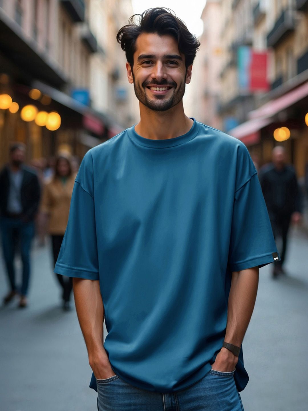 Bewakoof Heavy Duty Men Solid Round Neck Cotton Oversized T-shirt