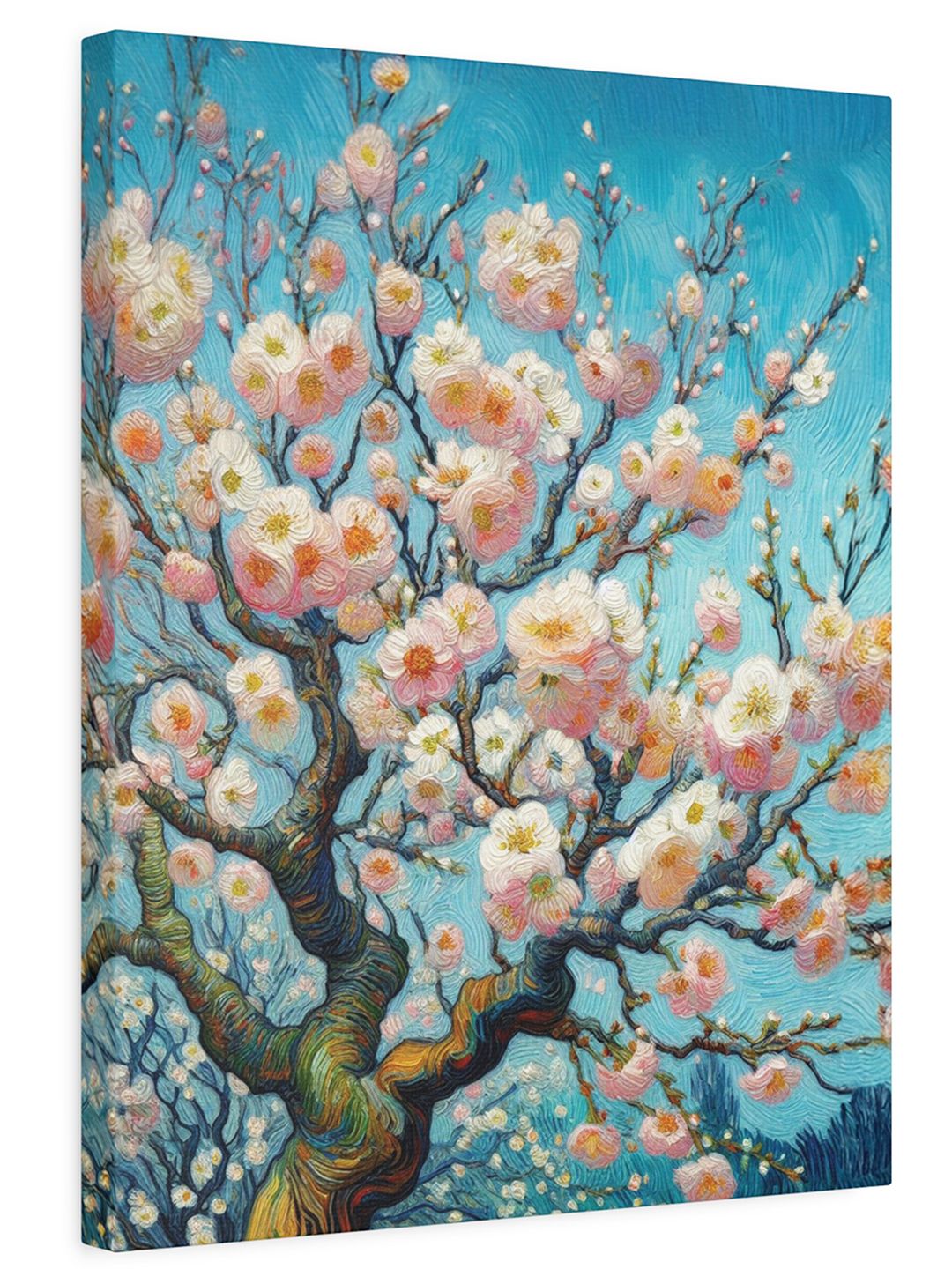 Sassyco Pink And Green Floral and Botanical Printed Canvas Wall Art