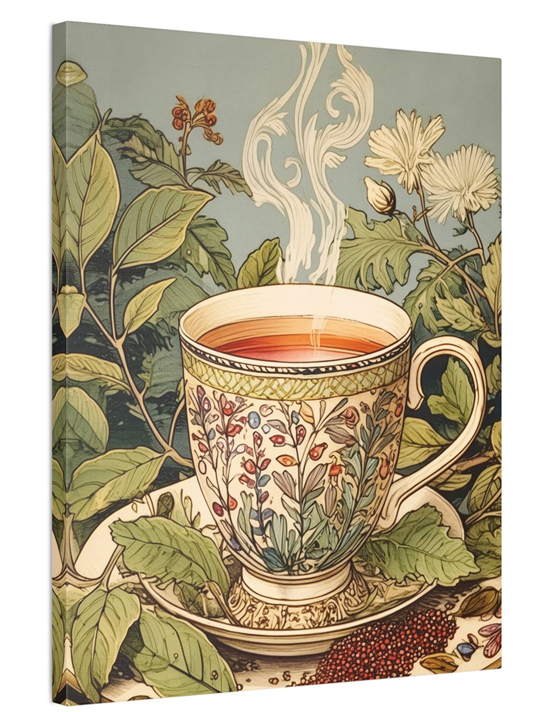 Sassyco Brown And Green Floral and Botanical Printed Canvas Wall Art