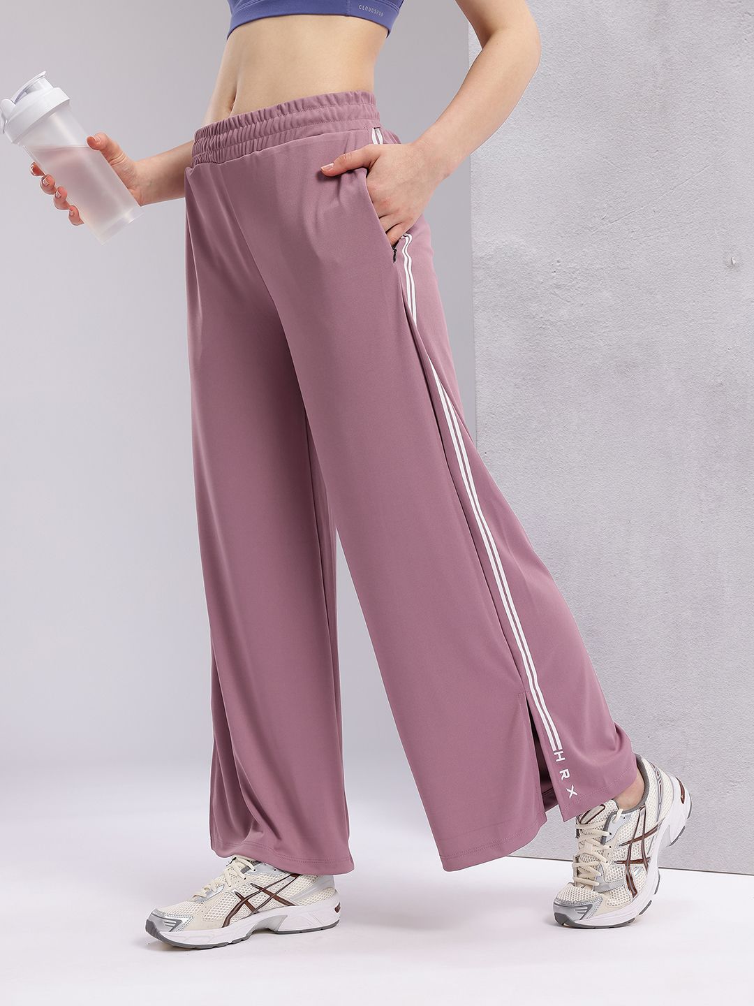Buy HRX by Hrithik Roshan Women Side Stripes Slit Wide Leg