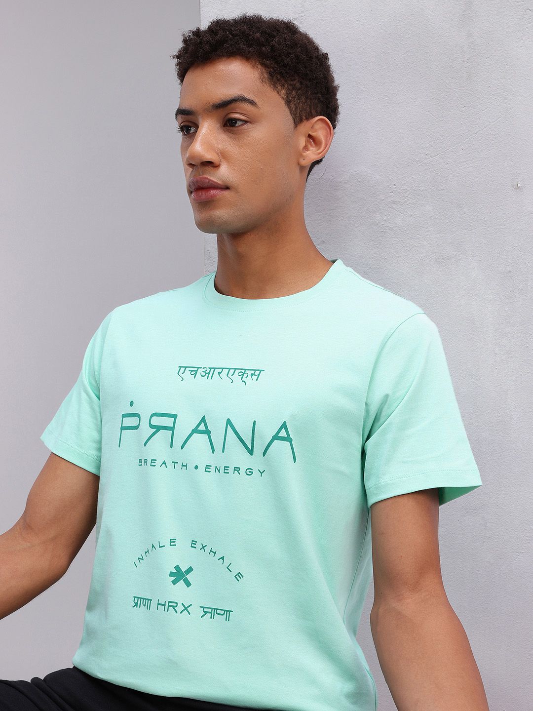 HRX by Hrithik Roshan Typography Printed Cotton Yoga T-shirt