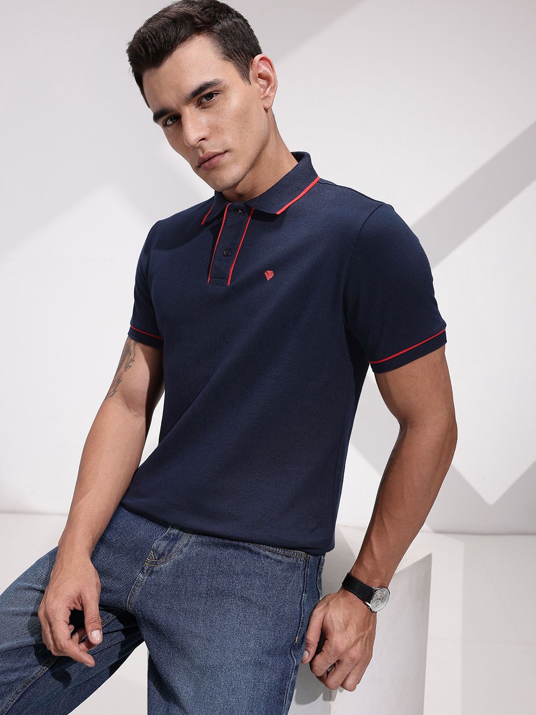 INVICTUS Polo Collar Pure Cotton T-shirt