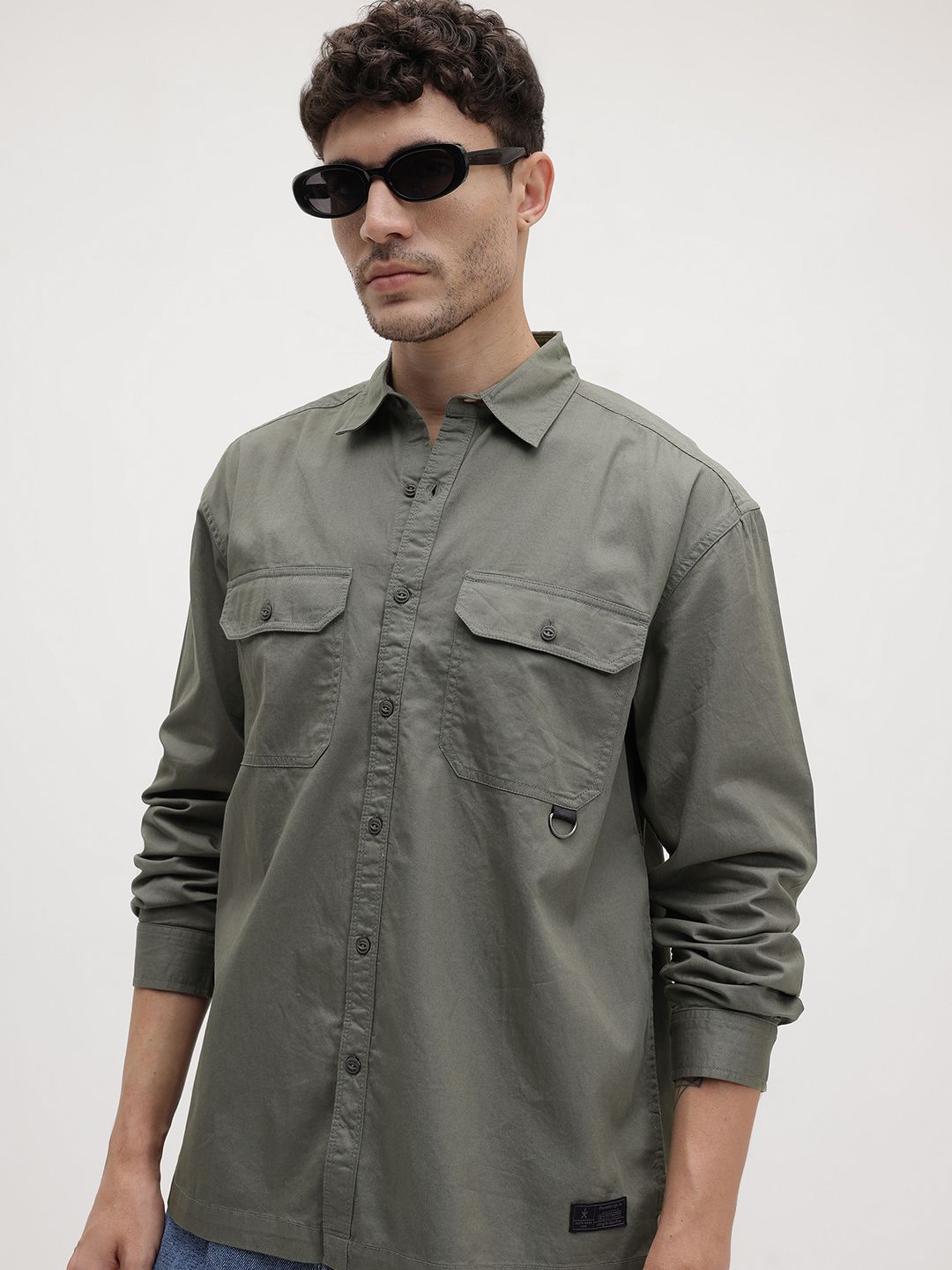 The Roadster Life Co. Pure Cotton Drop-Shoulder Sleeves Relaxed Fit Shirt