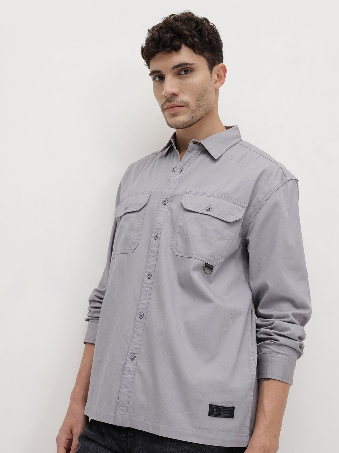 The Roadster Life Co. Pure Cotton Drop-Shoulder Sleeves Relaxed Fit Shirt