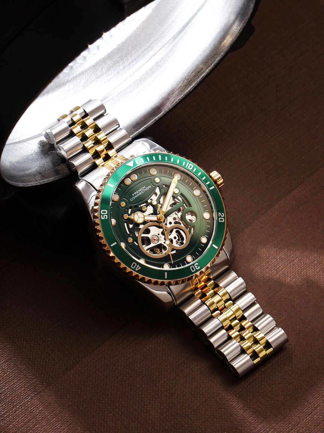 French Connection French Connection Men Skeleton Dial & Reset Time Analogue Automatic Motion Watch