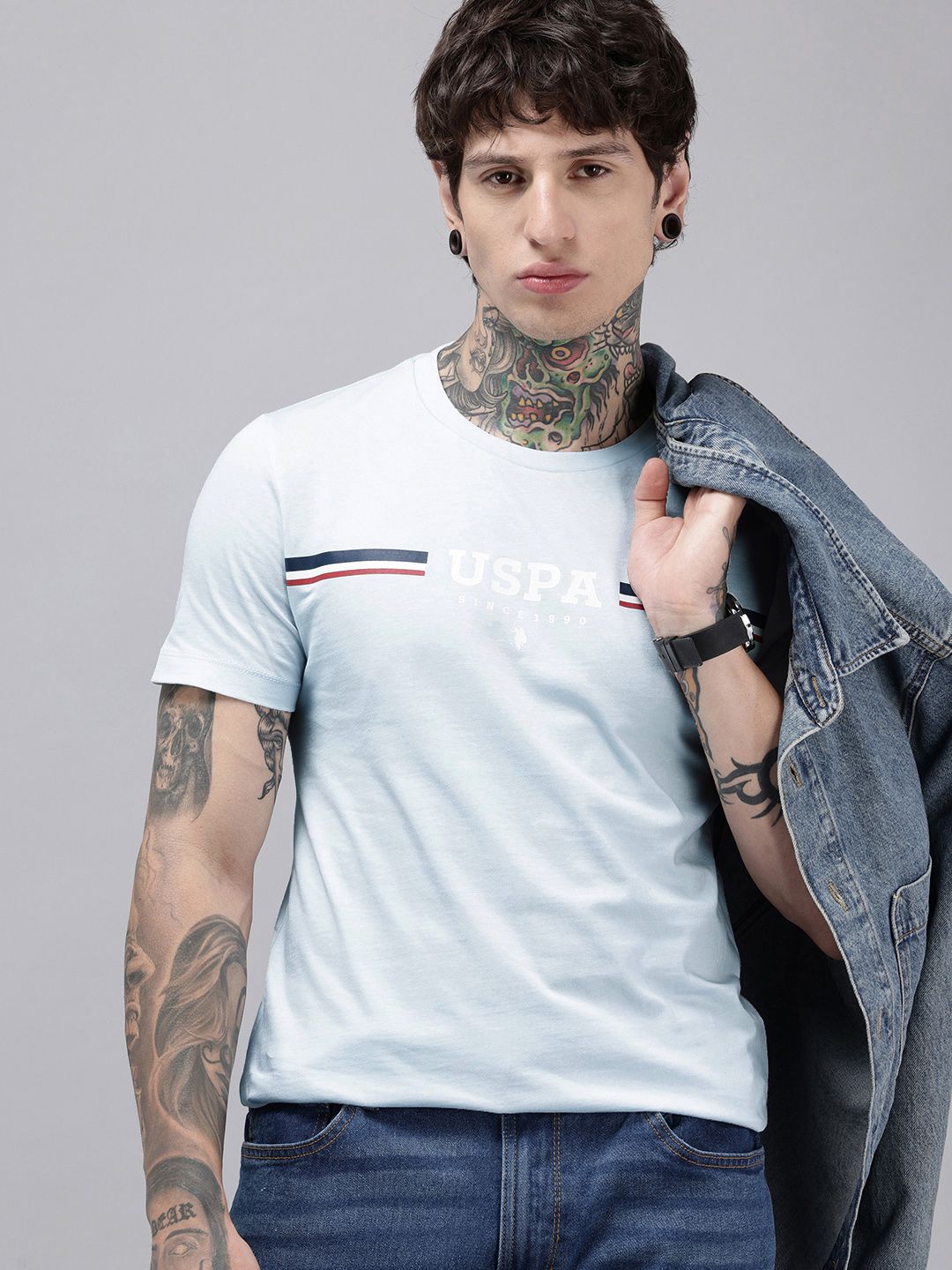 U.S. Polo Assn. Brand Logo Printed Pure Cotton Slim Fit T-shirt