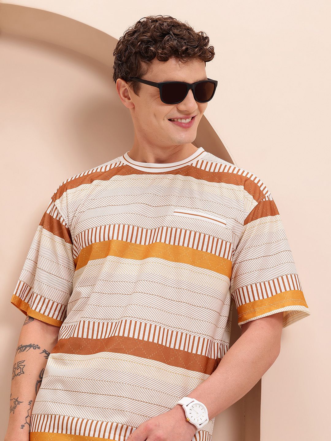 Mast & Harbour Striped Relaxed Fit T-shirt