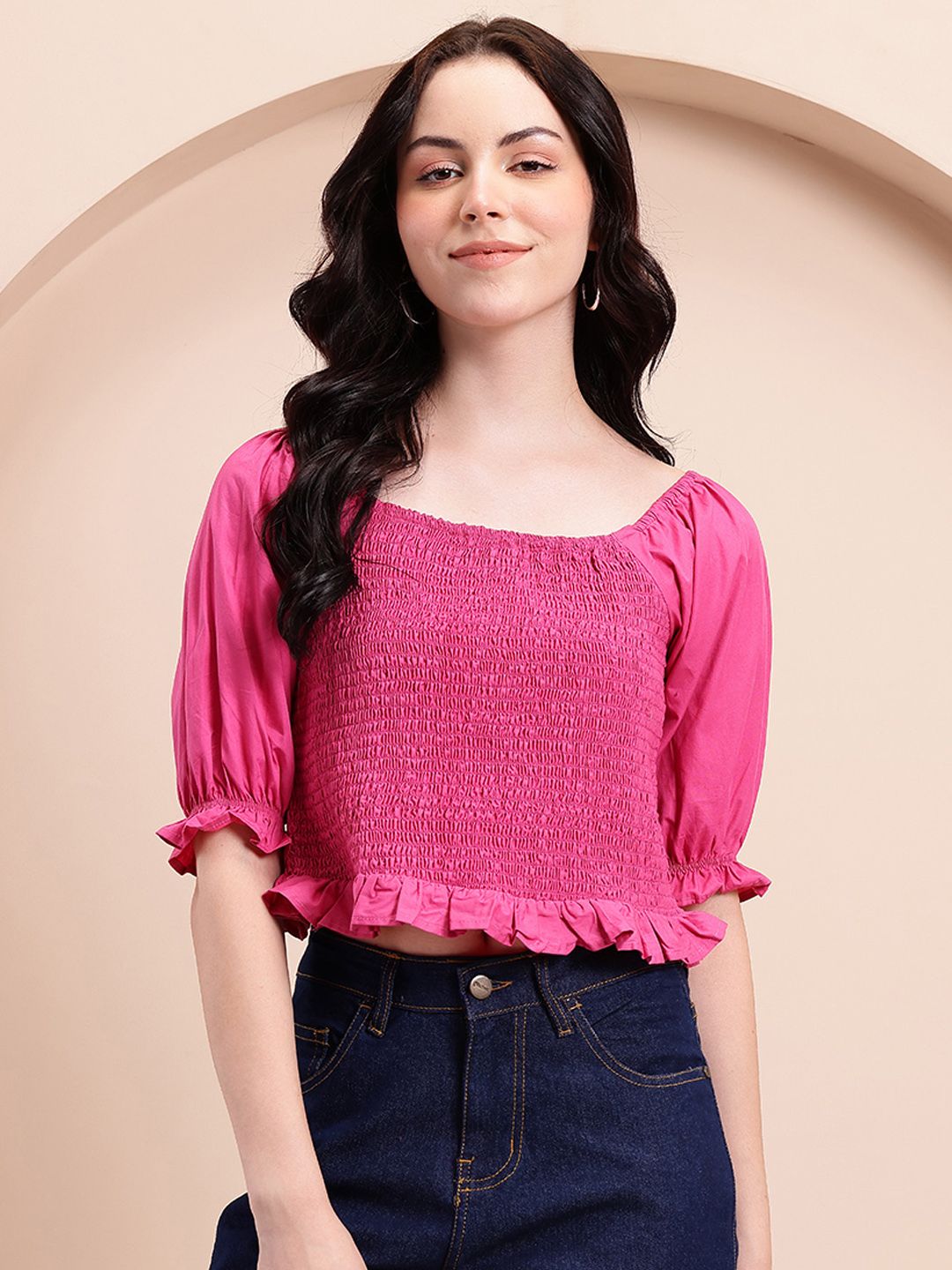 トップス ANDMARY Heart point tops pink ANDMARY】Heart point tops