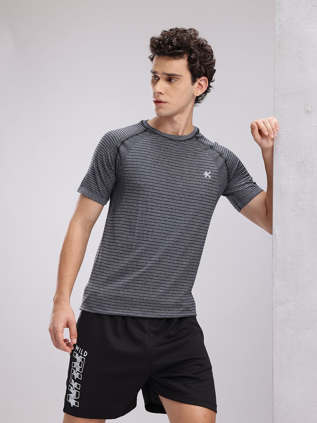 HRX by Hrithik Roshan Men Striped Rapid-Dry Training T-shirt