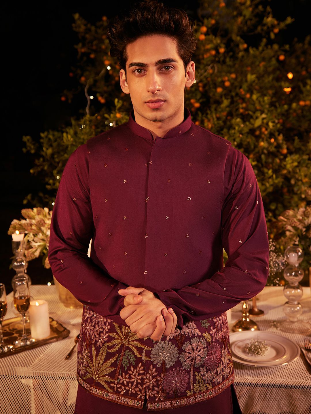 KISAH Woven Embroidered Nehru Jackets