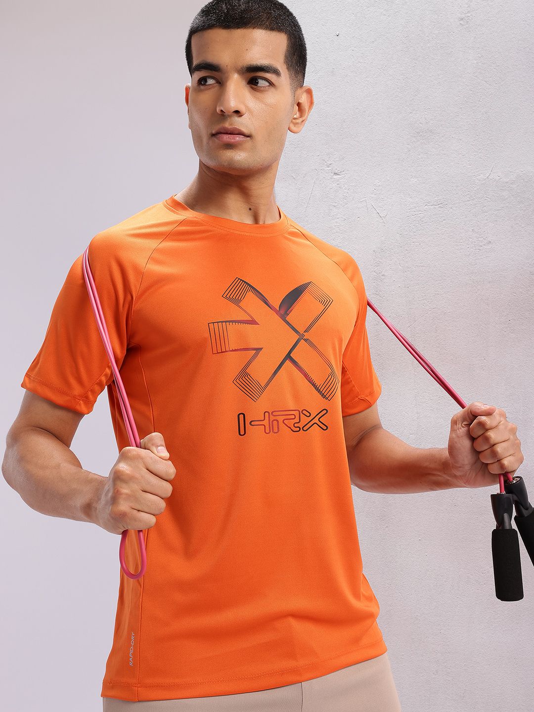 HRX by Hrithik Roshan Brand Logo Print Rapid-Dry Training T-shirt