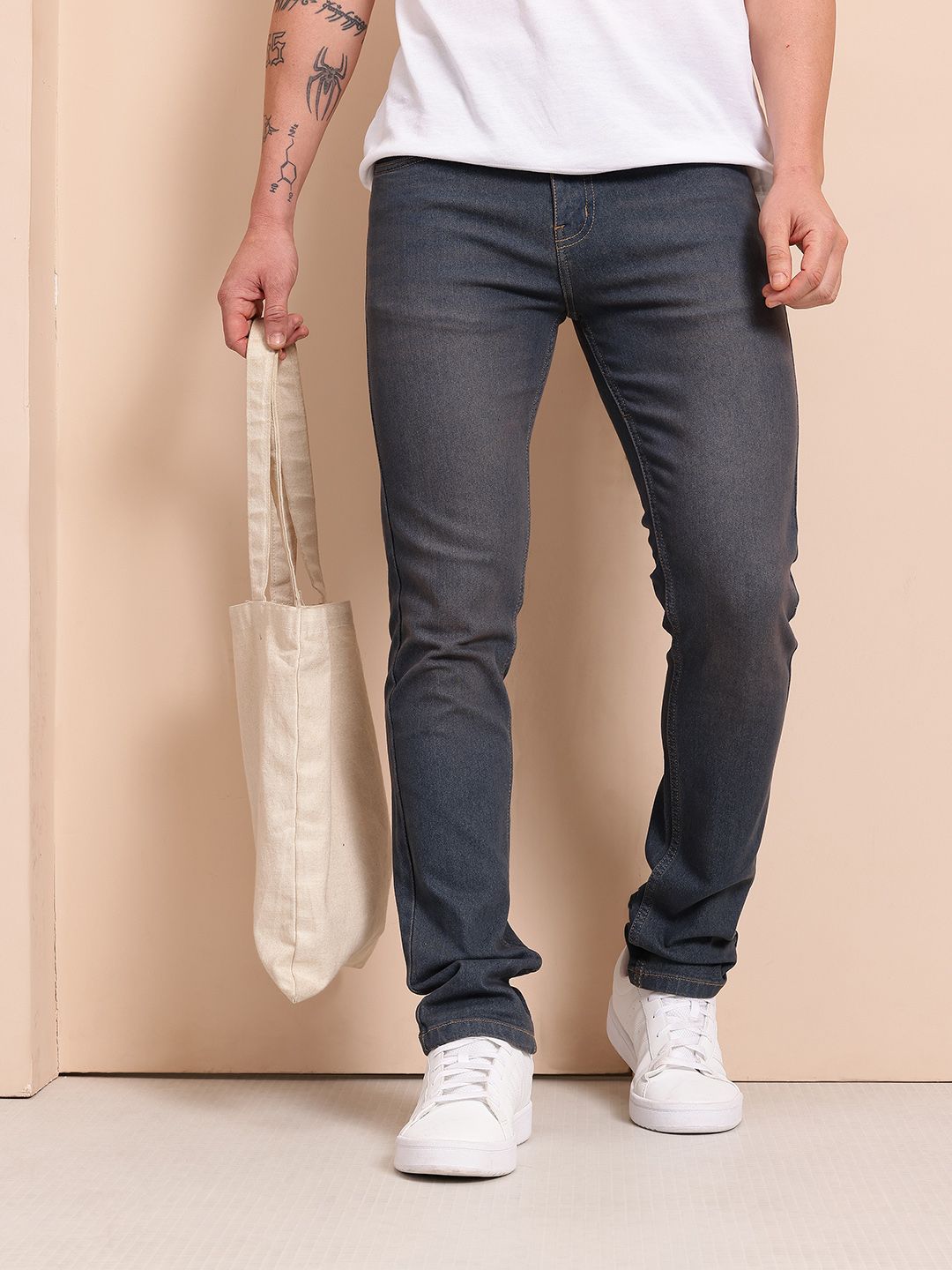 Mast & Harbour Men Skinny Fit Mid-Rise Light Fade Stretchable Jeans