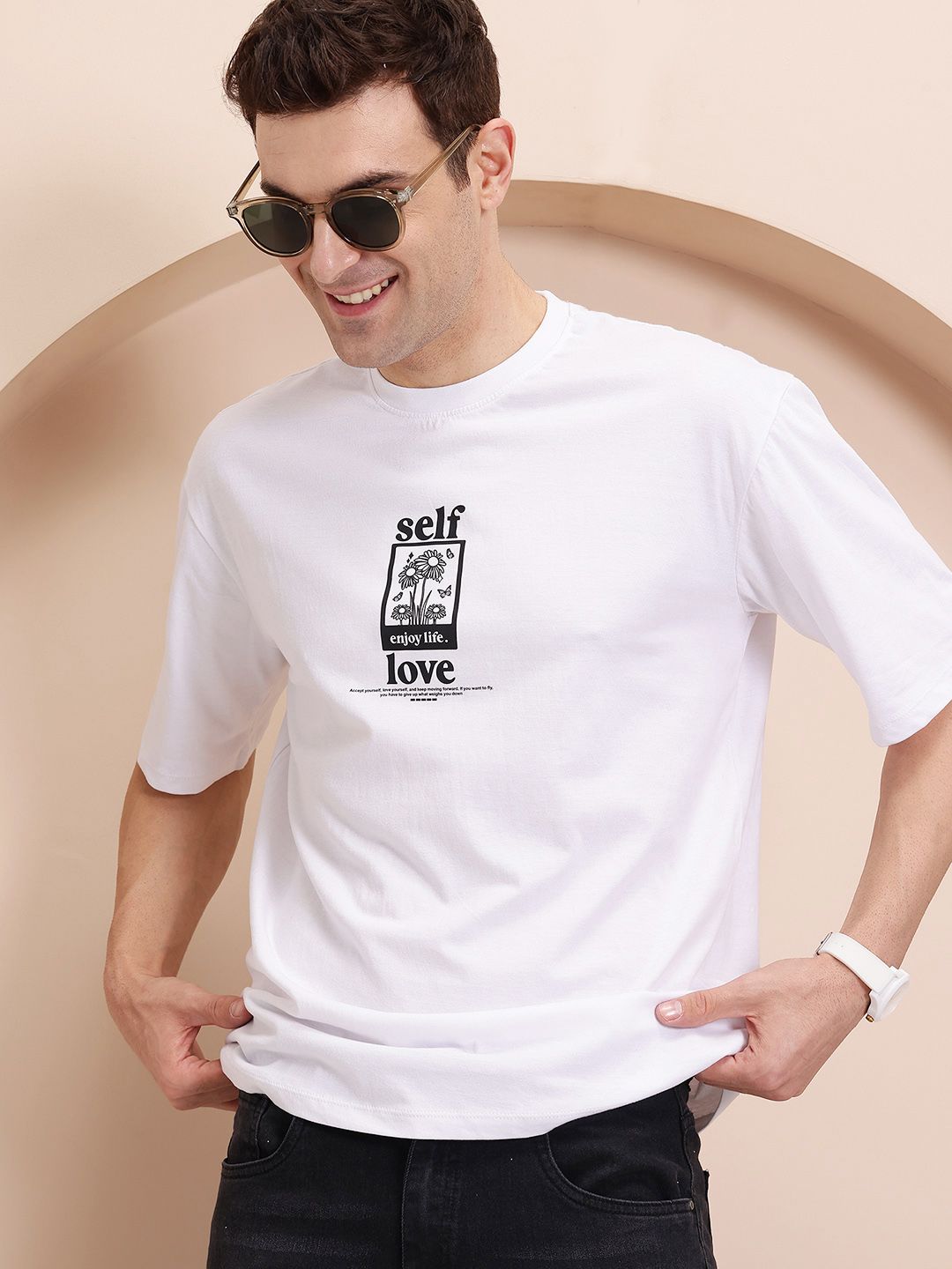 Mast & Harbour Typography Placement Print Pure Cotton T-shirt