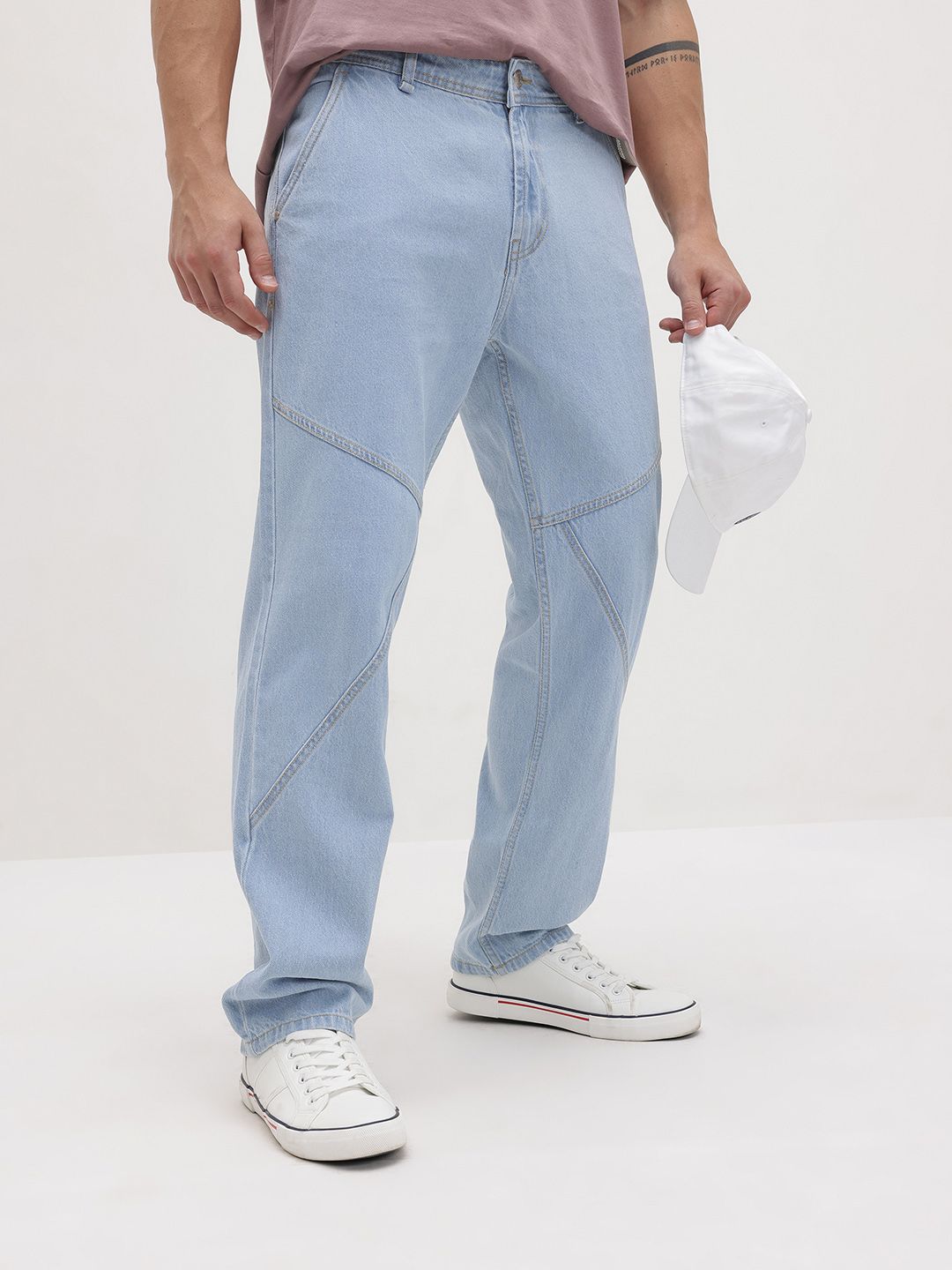 The Roadster Life Co. Men Paneled Straight Fit Mid-Rise Jeans