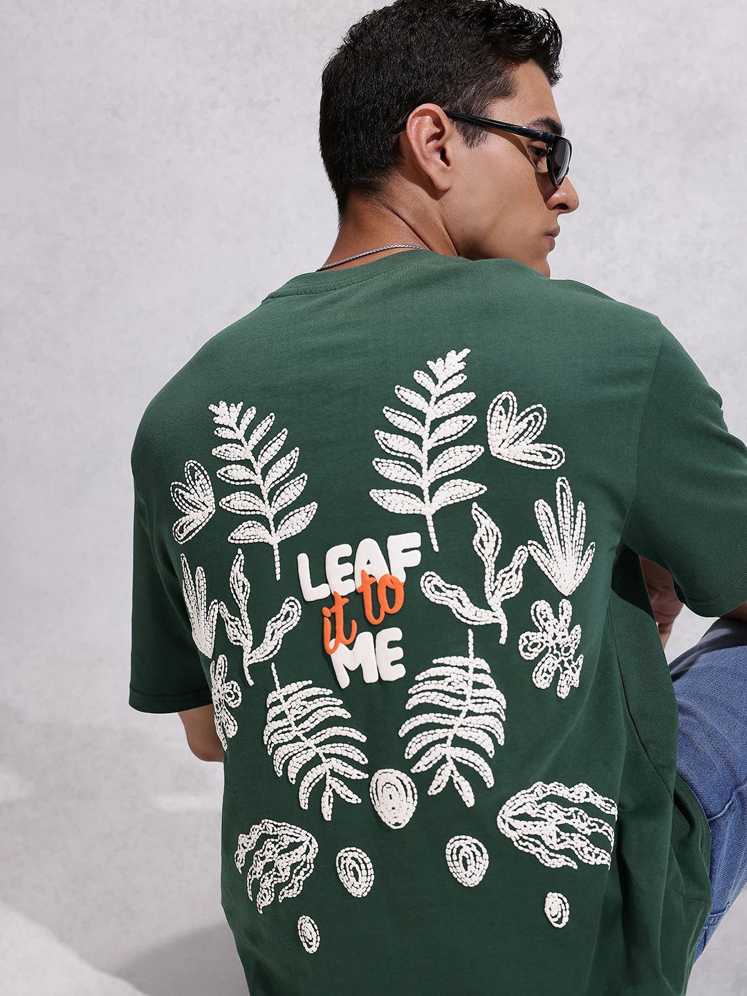 WROGN Oversized Fit Tropical Puff Print Pure Cotton T-shirt