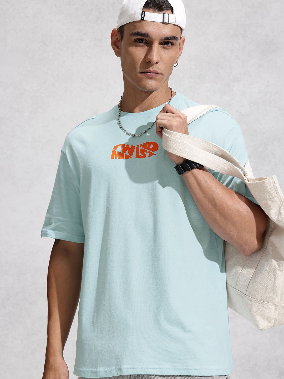 WROGN Typography Printed Drop-Shoulder Pure Cotton Oversized T-shirt