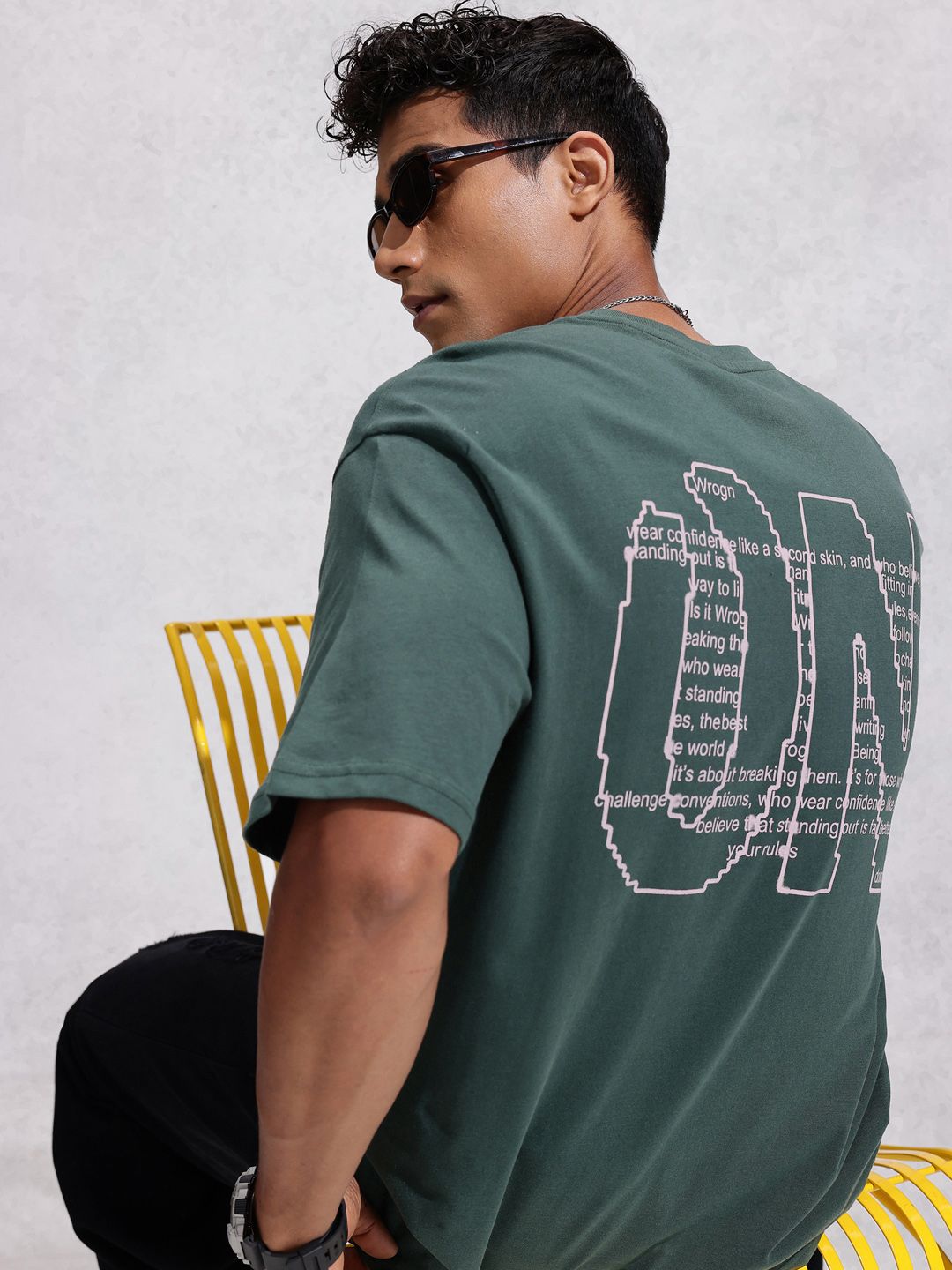 WROGN Oversized Fit Typography Printed Pure Cotton T-shirt