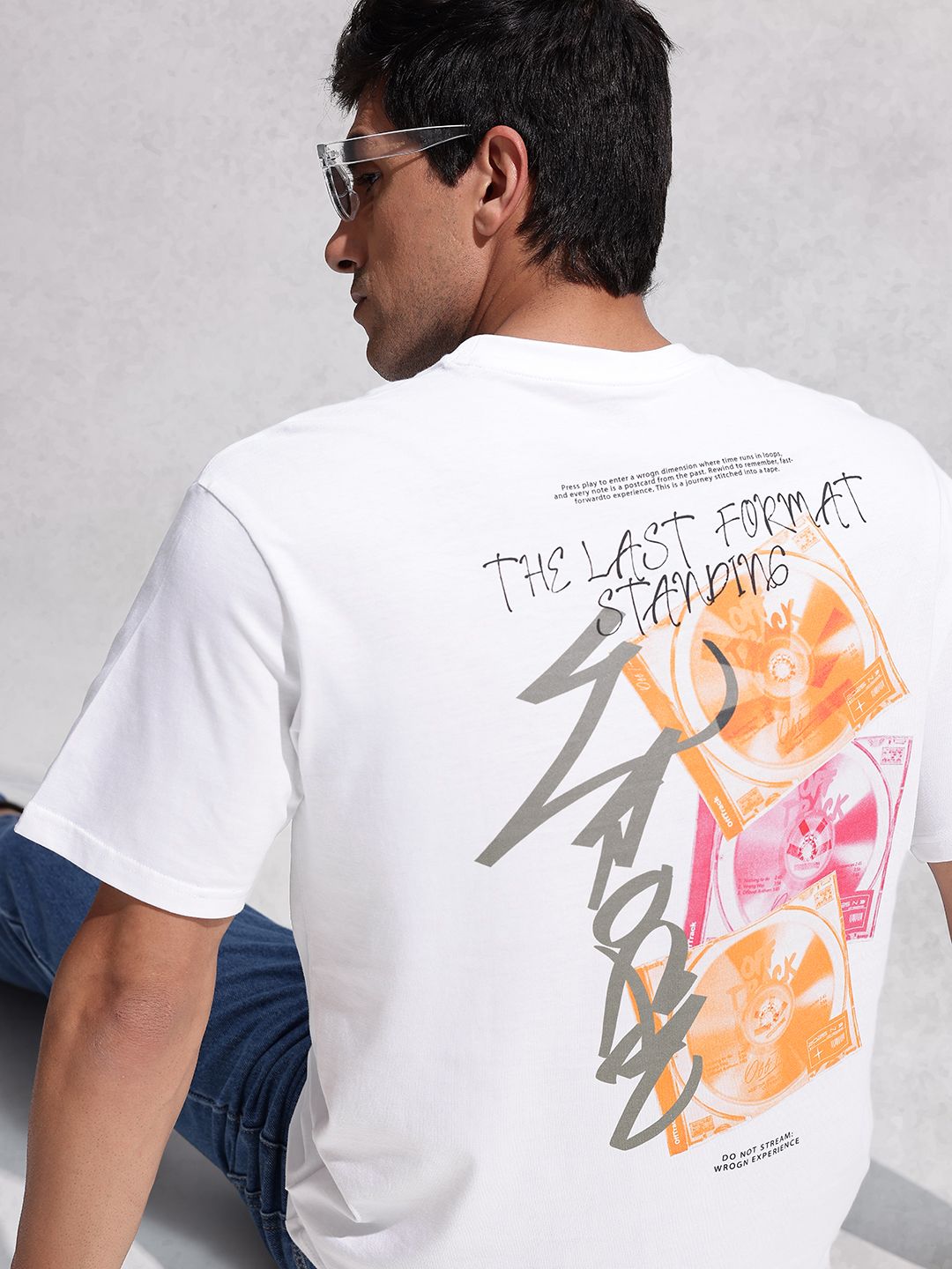 WROGN WROGN Graphic Printed Drop-Shoulder Sleeves Pure Cotton Oversized T-shirt
