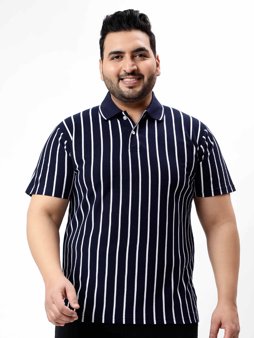Toodle Plus Plus Size Polo Collar Pure Cotton T-Shirt