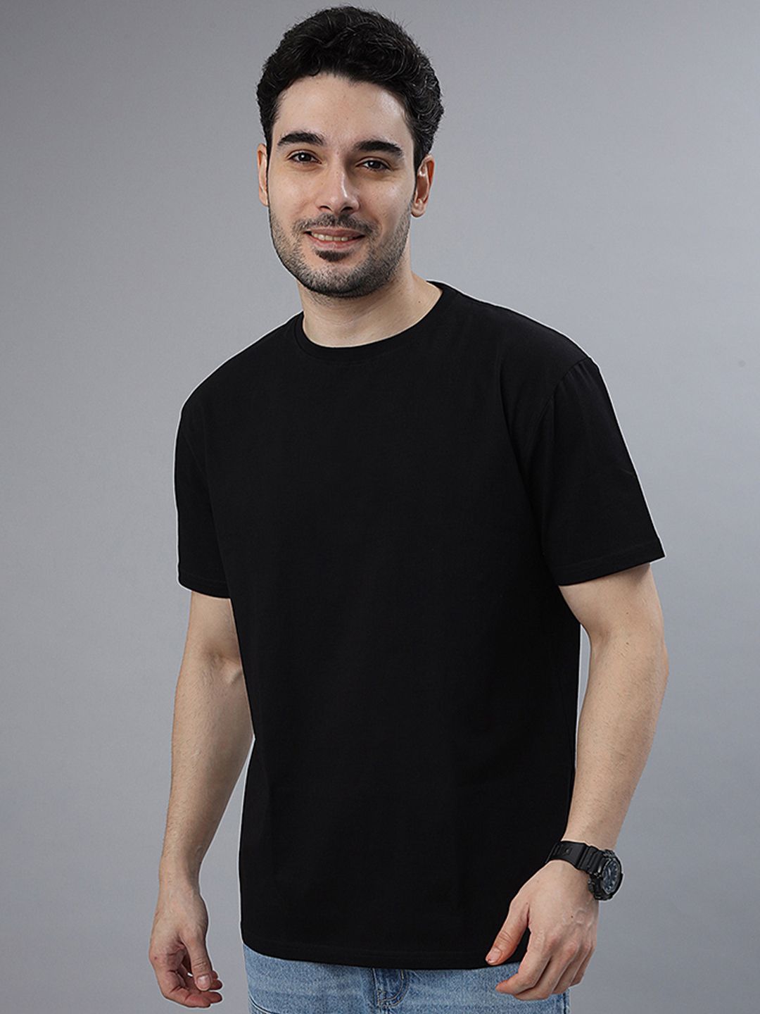 Wear Your Opinion Men Solid Round Neck Cotton T-shirt