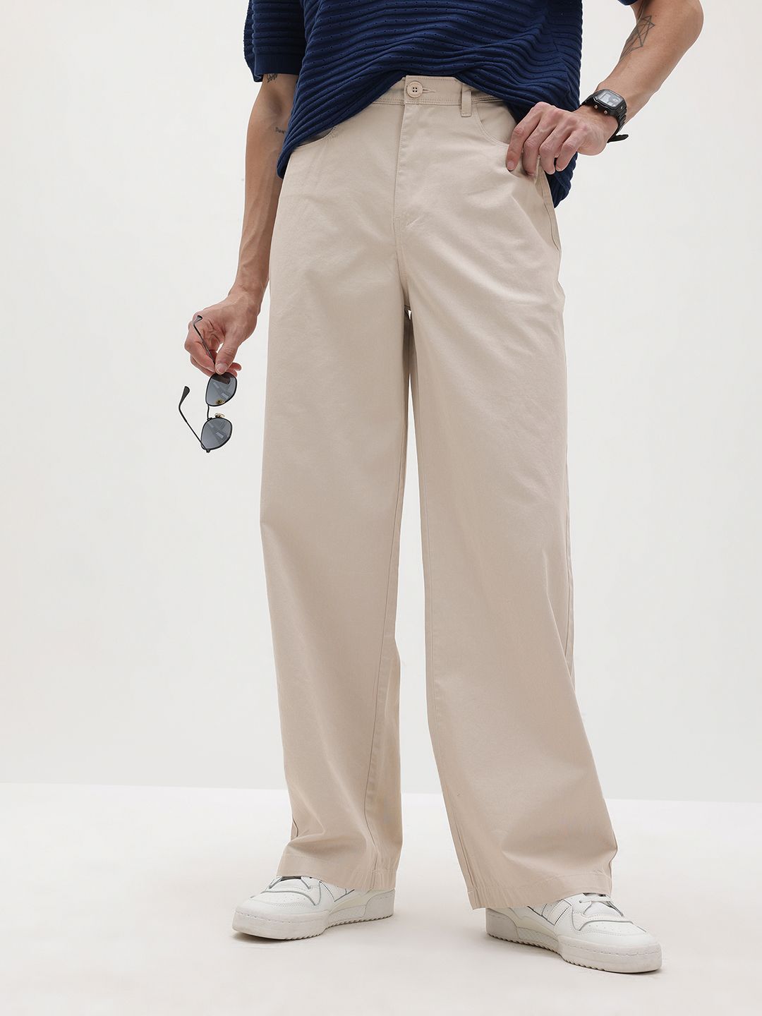 Buy Roadster Men Loose Fit Chinos Trousers - Trousers for Men