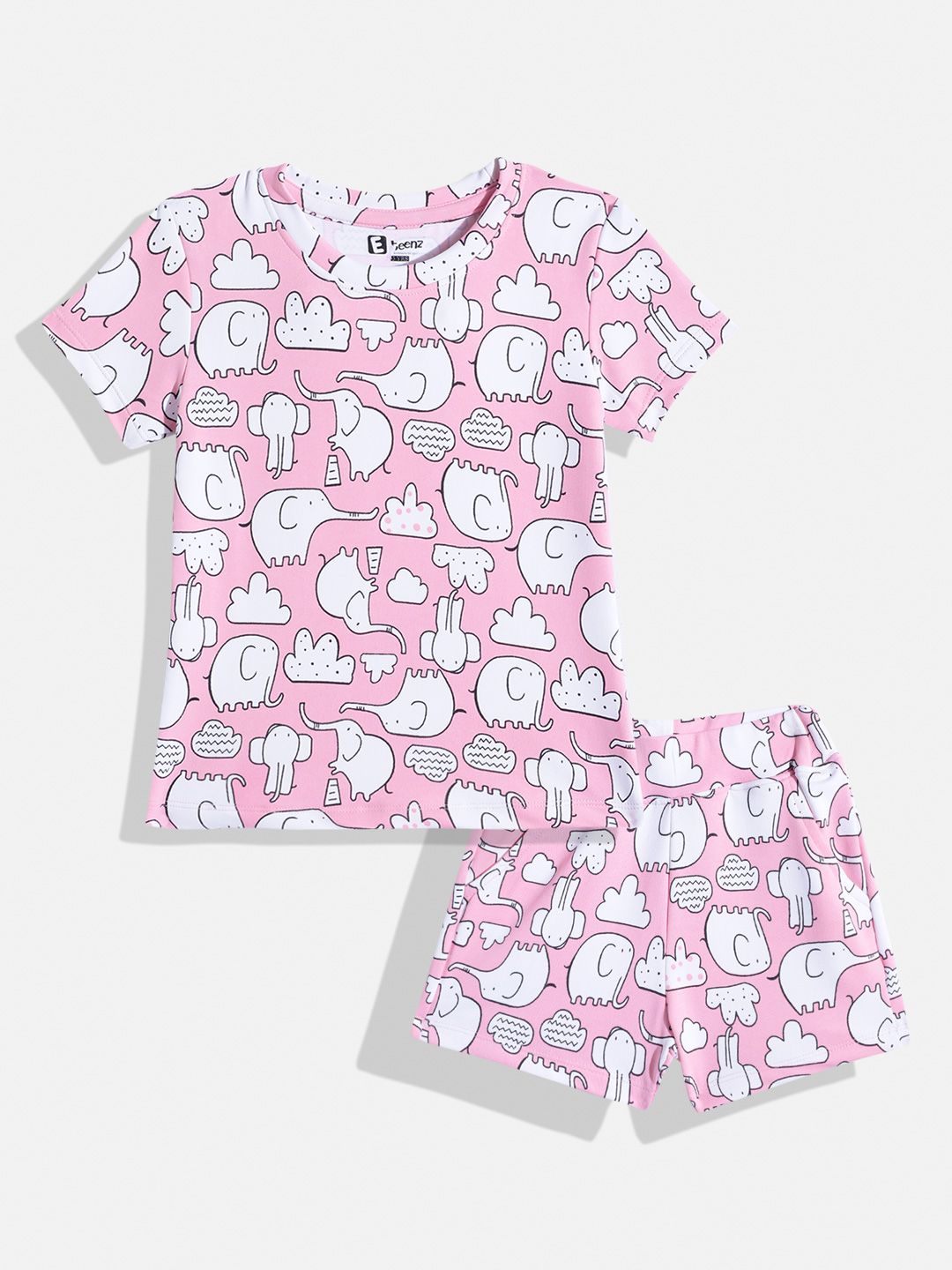 Eteenz Girls Animal Graphic Print T-shirt with Shorts
