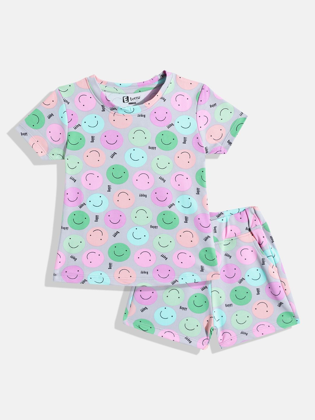 Eteenz Kids Girls Conversational Printed T-Shirt & Shorts