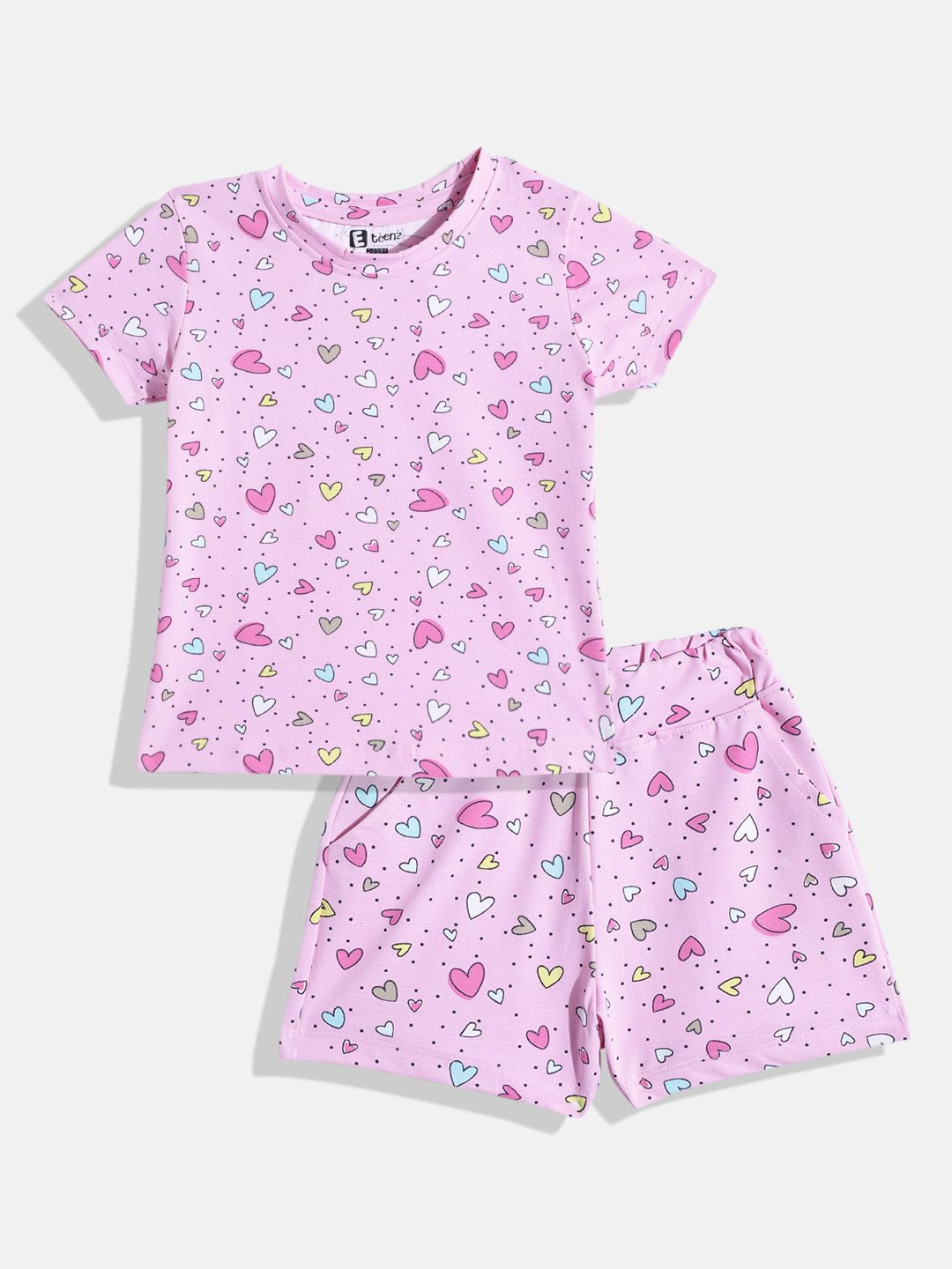 Eteenz Kids Girls Conversational Printed T-Shirt & Shorts
