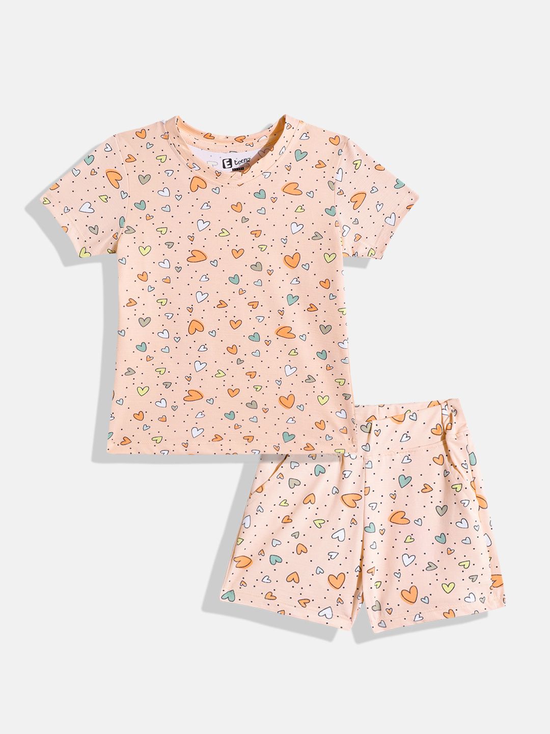 Eteenz Kids Girls Conversational Printed T-Shirt & Shorts
