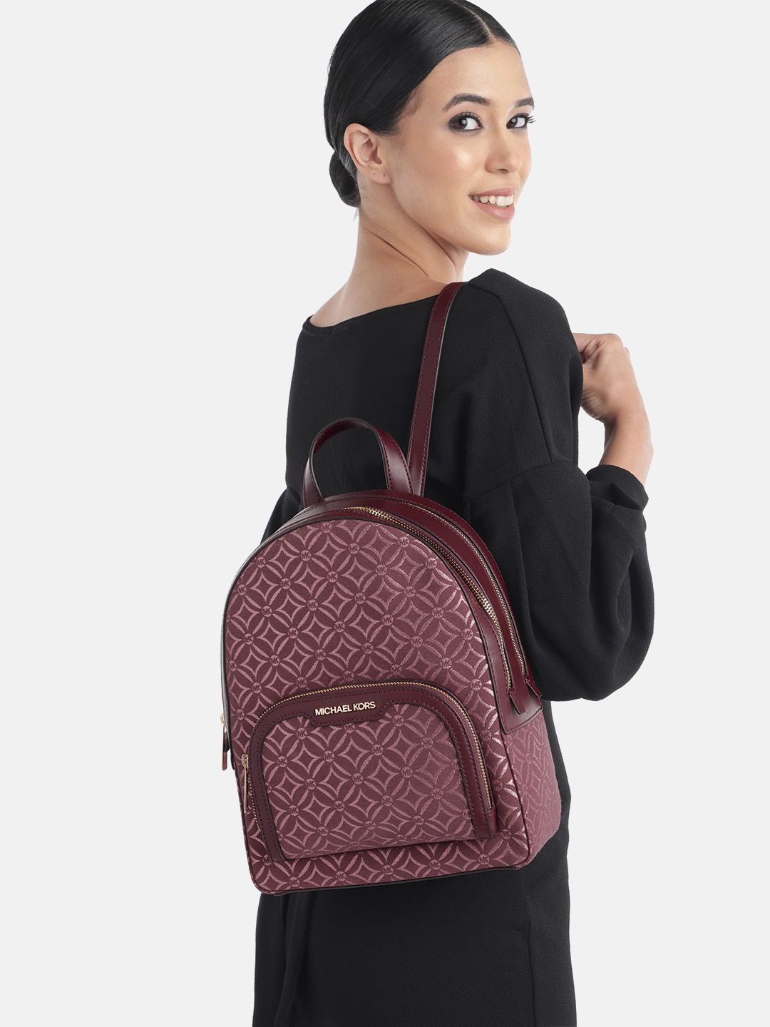 Buy Michael Kors Women Geometric Woven Design Backpack  display picture 2
