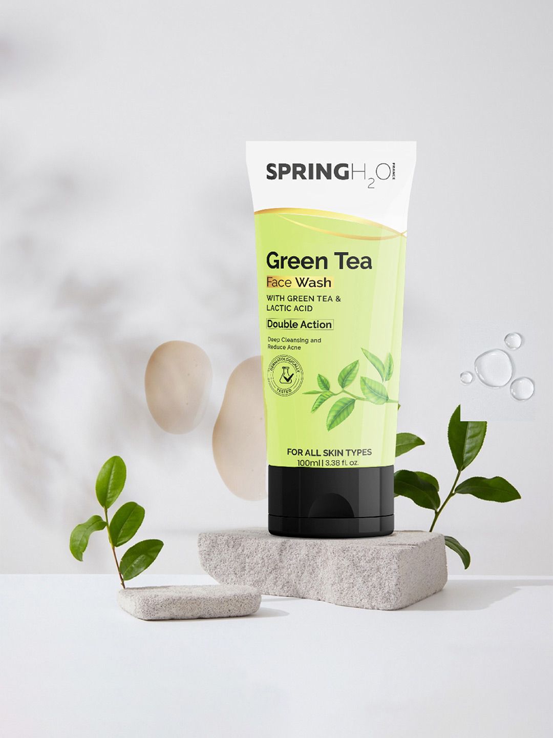 Buy Spring H2O Green Tea Face Wash With Lactic Acid - 100 ml