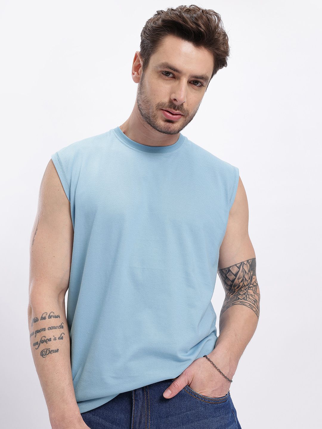 glitchez Sleeveless Oversized Fit T-shirt