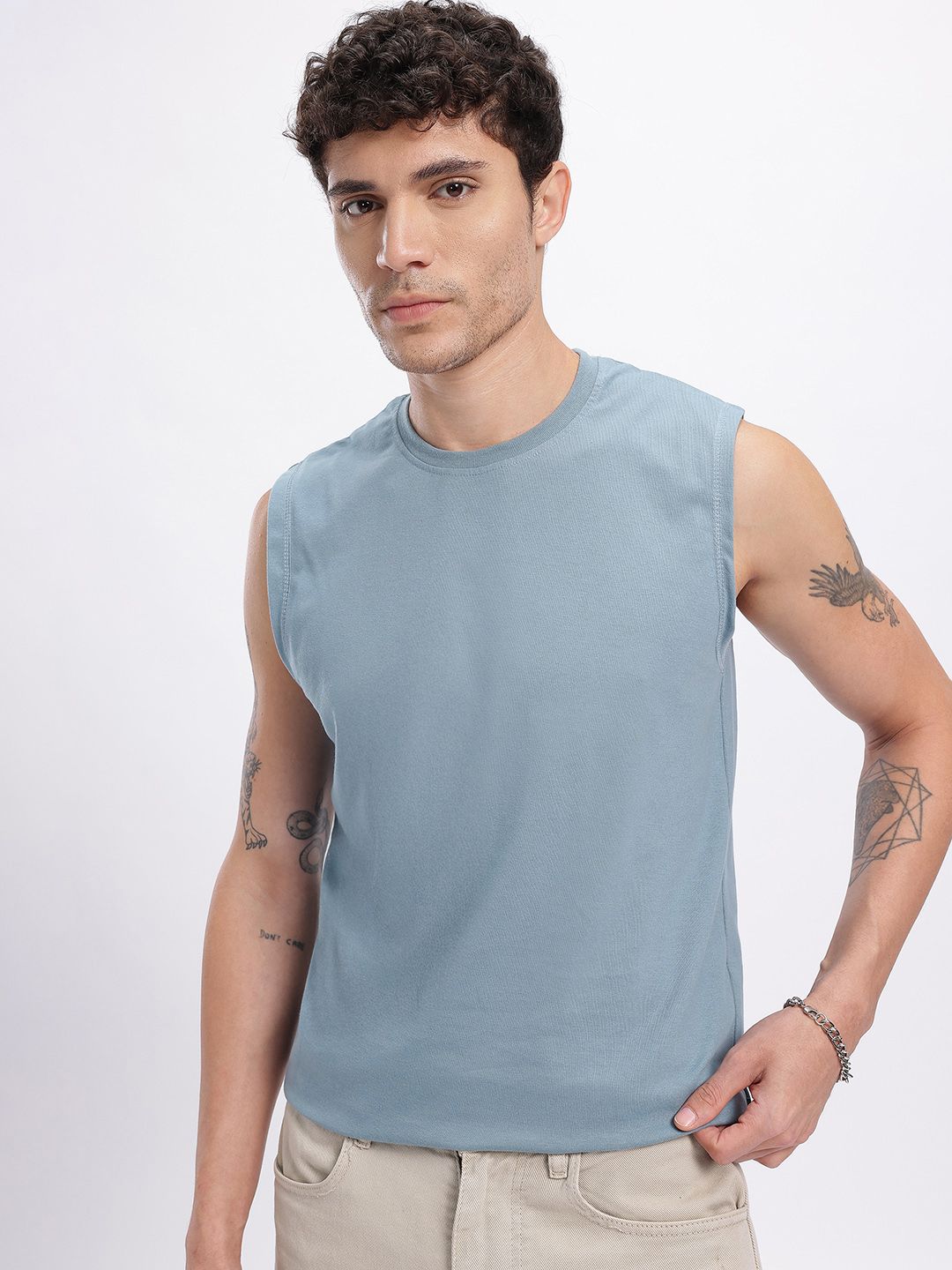 glitchez Sleeveless Regular Fit T-shirt