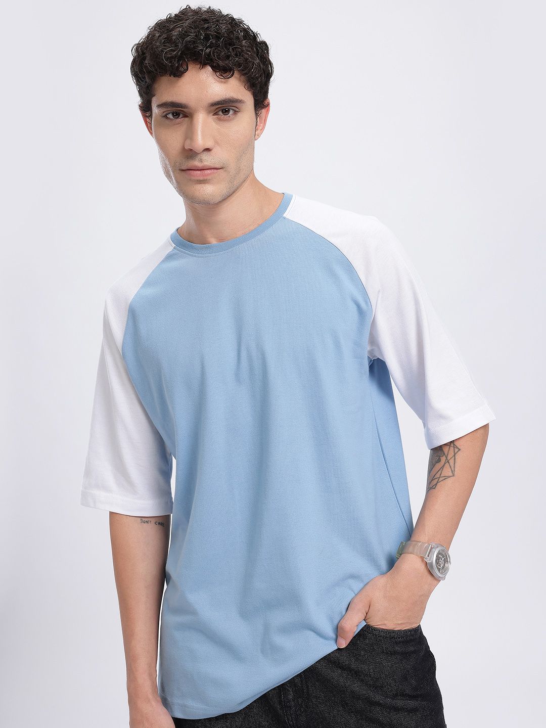 glitchez Contrast Raglan Sleeves Oversized T-Shirt