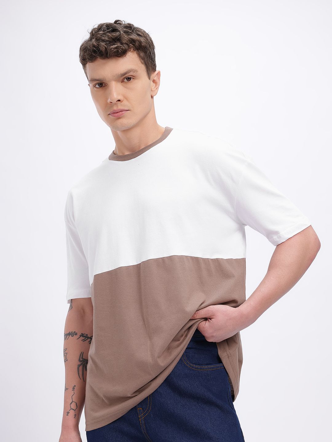 glitchez Men Colourblocked Oversized T-shirt