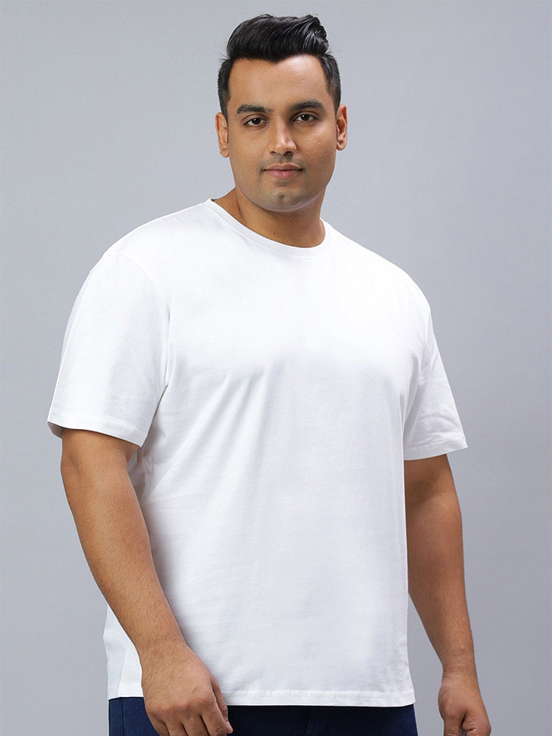 Wear Your Opinion Men Plus Size Solid Round Neck Cotton T-shirt