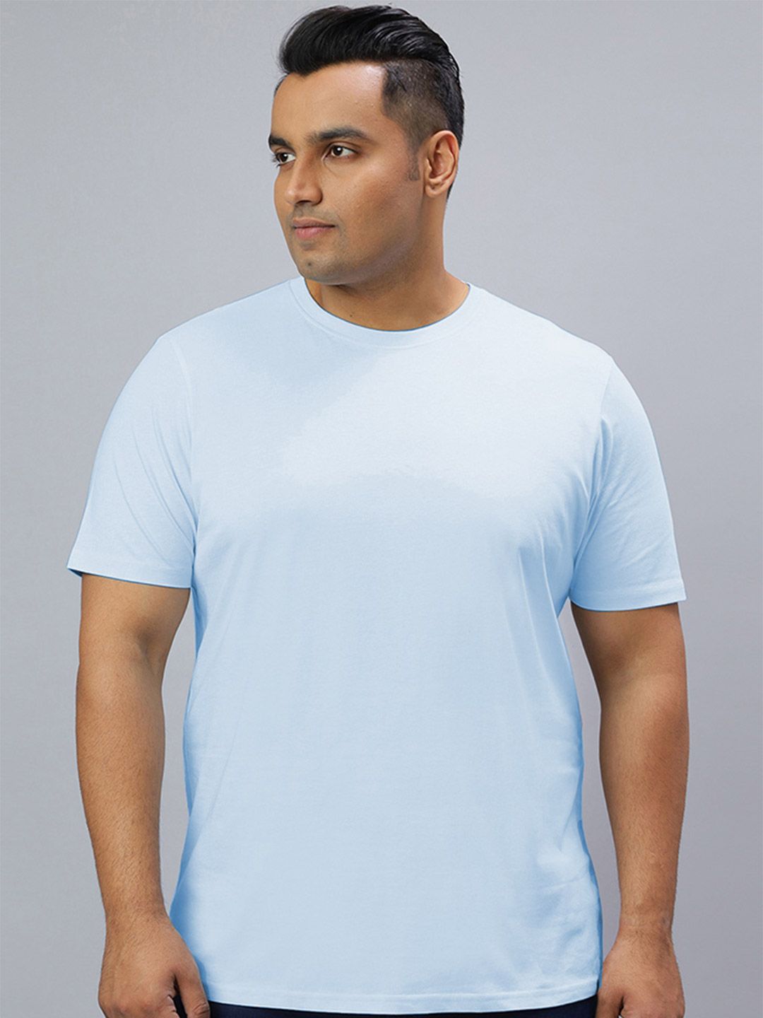 Wear Your Opinion Men Plus Size Solid Round Neck Cotton T-shirt