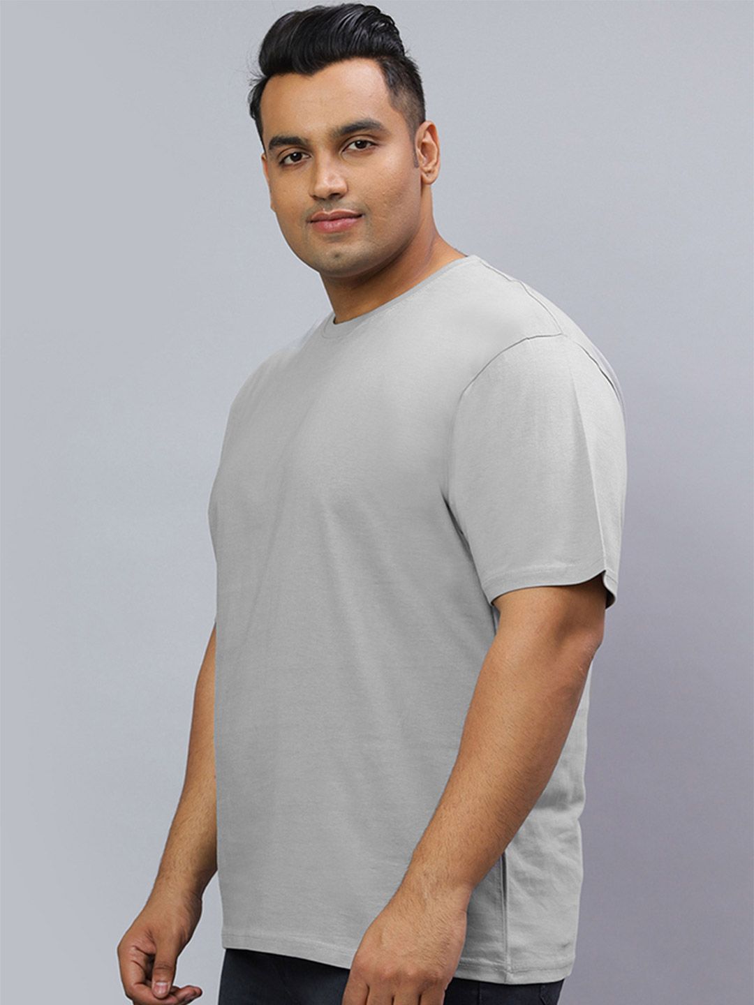 Wear Your Opinion Men Plus Size Solid Round Neck Cotton T-shirt