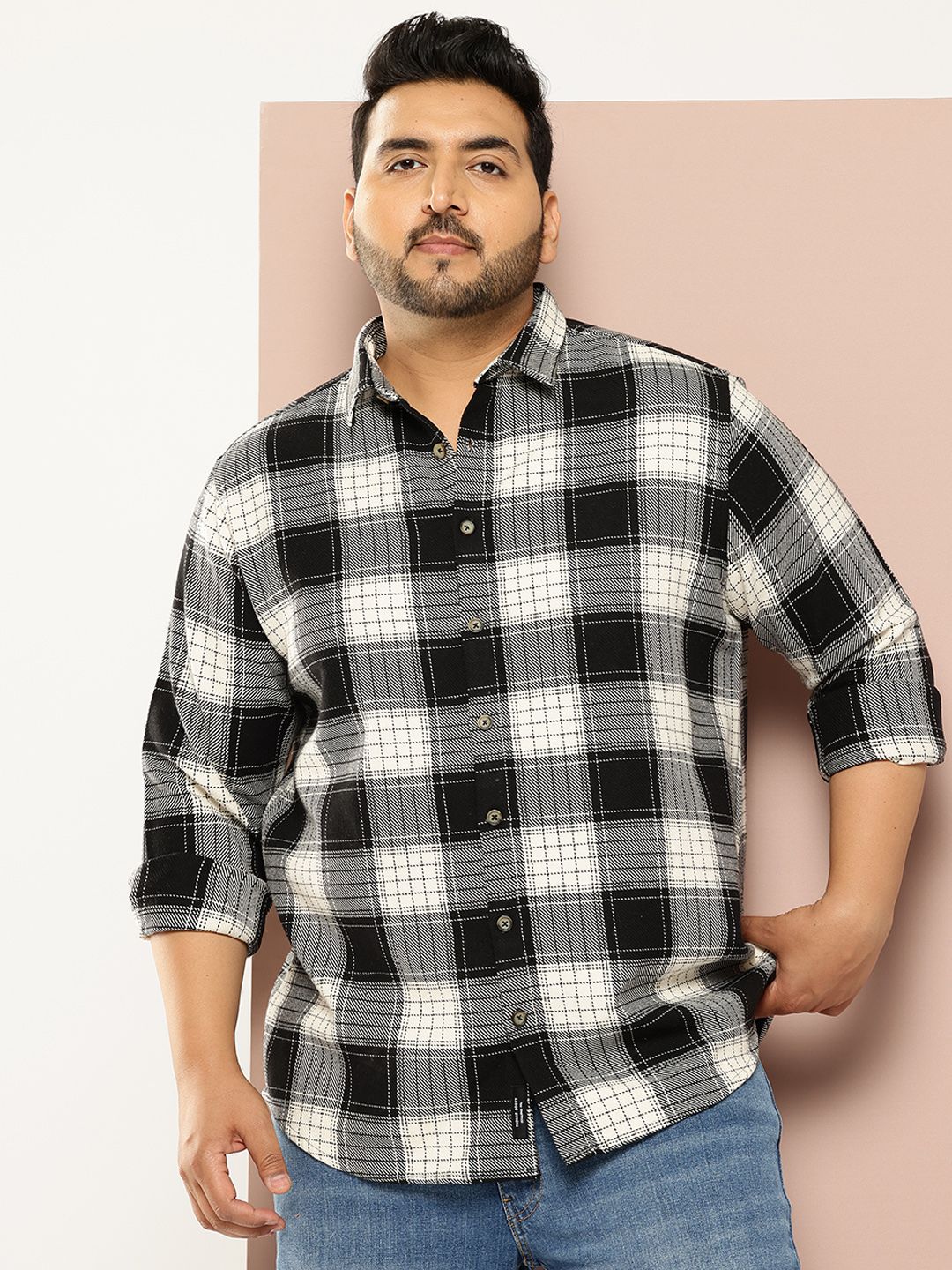 Thomas Scott Plus Size Checked Casual Shirt