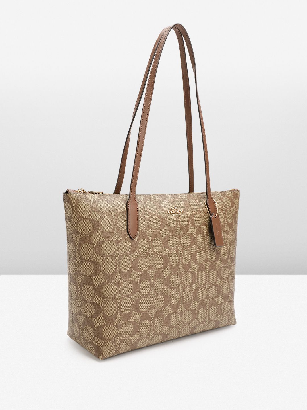 ★美品★ COACH Signature Tote Bag Canvas Buy Coach Canvas Brand Logo Textured Structured Shoulder Bag