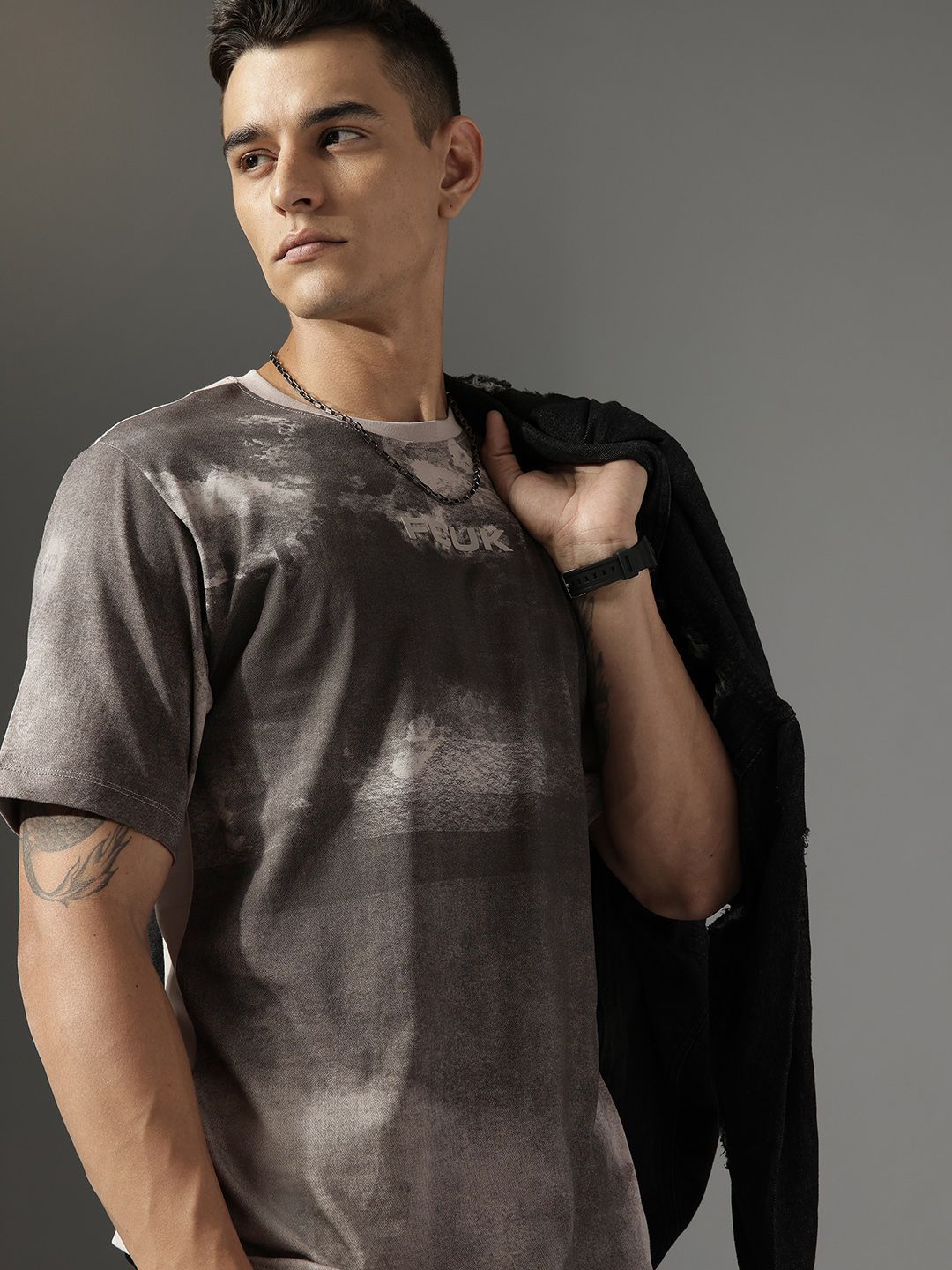 FCUK Pure Cotton Abstract Printed Relaxed Fit T-shirt