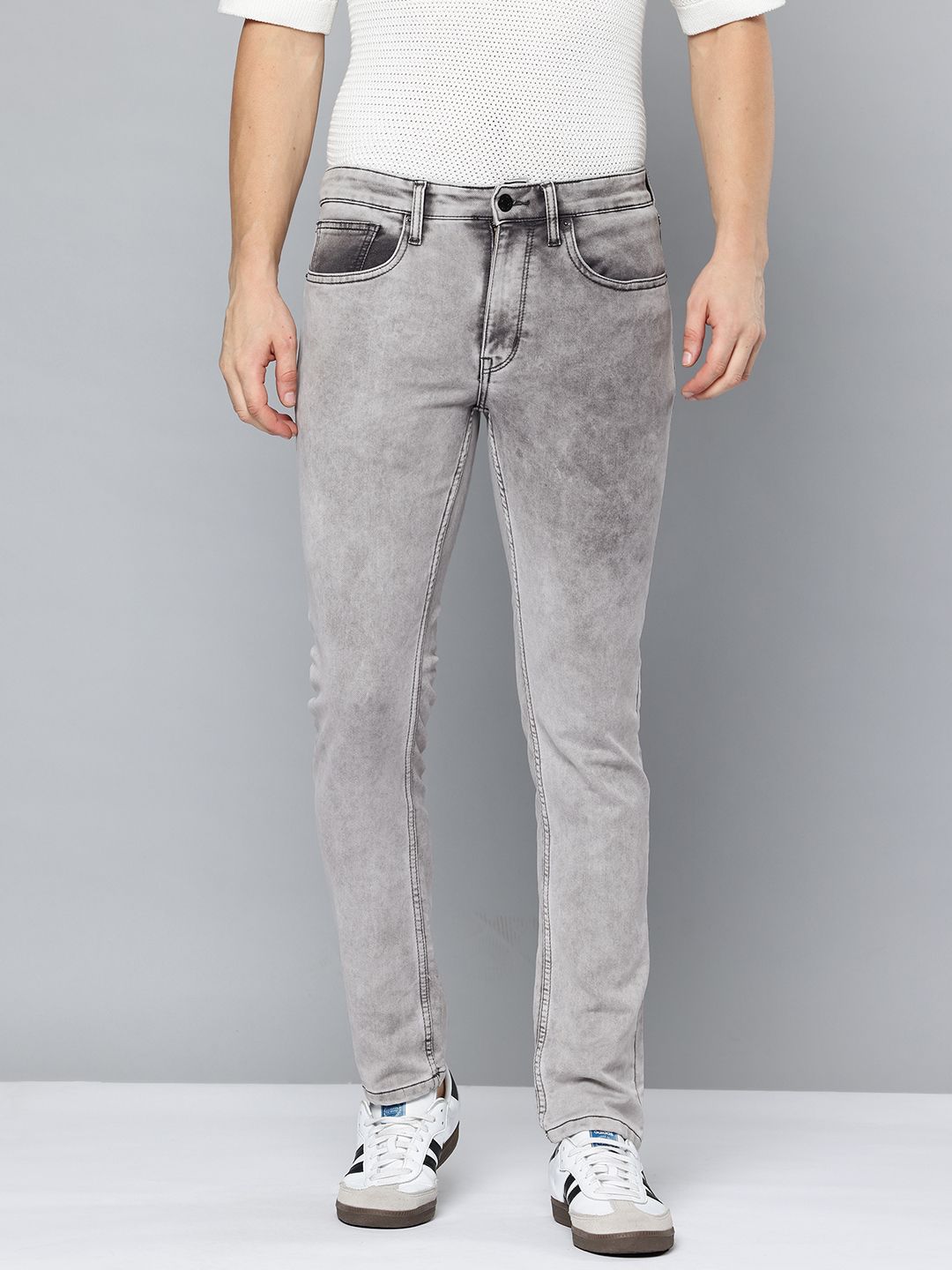 Flying Machine Men Slim Straight Fit Mid-Rise Heavy Fade Stretchable Jeans